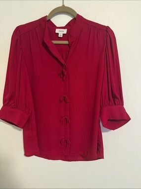 CeCe Pink Button-Front Blouse